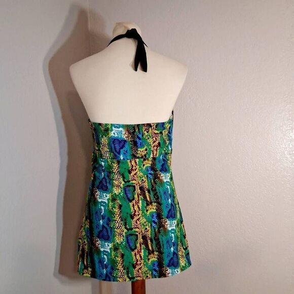 Your Best Look Vibrant Blue and Green One-Piece Swimsuit Size 20W - Picture 4 of 7